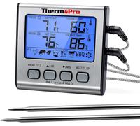 ThermoPro TP17 Dual Probe Digital Cooking Meat Thermometer Large LCD Backlight Food Grill Thermometer with Timer for Smoker Kitchen Oven BBQ