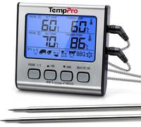 ThermoPro TP17 Digital Meat Thermometer Cooking Grill BBQ Thermometer with Dual Food Temperature Probes for Smoker Kitchen Oven Large LCD Backlight with Timer Alarm
