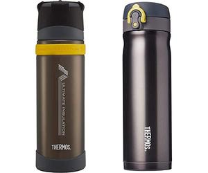 Thermos 104105 Ultimate Series Flask, Charcoal, 500 ml & 185198 Direct Drink Flask, Charcoal, 470 ml Black
