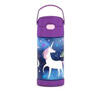 Thermos 12 Ounce Stainless Steel Vacuum Insulated Straw Bottle, Space Unicorn