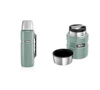 Thermos 170298 Flask, Stainless Steel, Duck Egg, 1.2L & Food Flask, Duck Egg, 470 ml