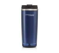 Thermos 350ml Translucent Blue Travel Flask - Double-Wall Insulation, Cool-Touch Hot & Cold, Flip Lid, Sweat-Proof Stainless Interior