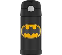 THERMOS BRAND FUNTAINER Vacuum Insulated Straw Bottle, 12-Ounce, Batman, Black