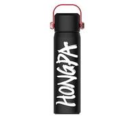 Thermos Flask Stainless Steel 18/10, 500 ml Double-Walled Vacuum Insulated Thermos Flask, Keeps Cold Drinks 24 Hours and Hot Drinks 12 Hours Leak-Proof Water Bottle for Sports, Fitness, Black