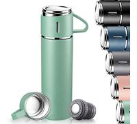 Thermos Flask, Stainless Steel Drinking Bottle, Keeps Hot and Cold for 10 Hours, Insulated Flask 500 ml with Leak-Proof Lid and Handle, Thermos Flask for Travel, Work, School, Children, Baby, Green