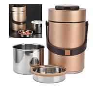 Thermos for Hot Food,Insulated Lunch Containers,Stainless Steel 3 Layer 2.3L Stackable Insulated Food Jar,Portable Vacuum Food Jar for Outdoor Travel Camping(Gold)