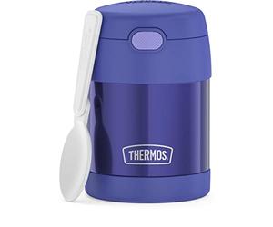 THERMOS FUNTAINER 10 Ounce Stainless Steel Vacuum Insulated Kids Food Jar with Folding Spoon, Purple