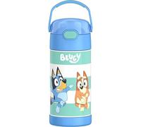 THERMOS FUNTAINER 12 Ounce Stainless Steel Vacuum Insulated Kids Straw Bottle, Bluey