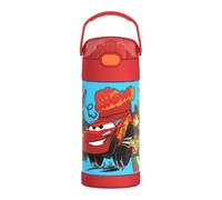 THERMOS FUNTAINER 12 Ounce Stainless Steel Vacuum Insulated Kids Straw Bottle, Cars
