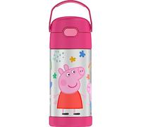 THERMOS FUNTAINER 12 Ounce Stainless Steel Vacuum Insulated Kids Straw Bottle, Peppa Pig