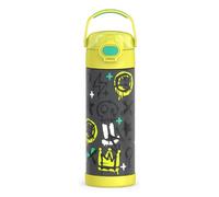 THERMOS FUNTAINER 16 Ounce Stainless Steel Vacuum Insulated Bottle with Wide Spout Lid, Graffiti Boy