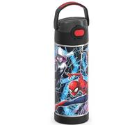 THERMOS FUNTAINER 16 Ounce Stainless Steel Vacuum Insulated Bottle with Wide Spout Lid, Spiderman