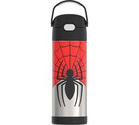 THERMOS FUNTAINER 16 Ounce Stainless Steel Vacuum Insulated Bottle with Wide Spout Lid, Spiderman