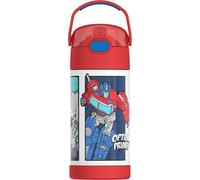 THERMOS FUNTAINER Water Bottle with Straw - 12 Ounce - Kids Stainless Steel Vacuum Insulated Water Bottle with Lid, Transformers