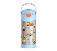 THERMOS FUNTAINER Water Bottle with Straw - 12 Ounce - Kids Stainless Steel Vacuum Insulated Water Bottle with Lid, Construction
