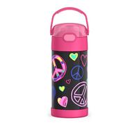 THERMOS FUNTAINER Water Bottle with Straw - 12 Ounce - Kids Stainless Steel Vacuum Insulated Water Bottle with Lid, Peace