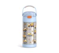 THERMOS FUNTAINER Water Bottle with Straw - 12 Ounce - Kids Stainless Steel Vacuum Insulated Water Bottle with Lid, Construction