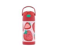 THERMOS FUNTAINER Water Bottle with Straw - 12 Ounce - Kids Stainless Steel Vacuum Insulated Water Bottle with Lid, Strawberry Smiles