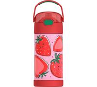 THERMOS FUNTAINER Water Bottle with Straw, 12oz, Strawberry Smiles | Kids Stainless Steel Insulated Water Bottle, Keeps Drinks Cold Longer for School & Play, BPA-Free