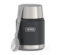 Thermos ICON Food Jar 0.47 L, Dark Grey Matte Graphite, Food Jar 470 ml, Double-Walled 18/8 Stainless Steel, Keeps Warm and Cold, with Folding Spoon, Non-Slip Base, Completely Leak-Proof