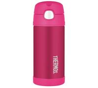 Thermos - Pink Water Bottle (355ml) - BPA Free, Stainless Steel, Spill Proof, Pop-Up Straw, Kids Flask with Personalised Name Labels & Carry Handle for 12-Hour Cold Drinks