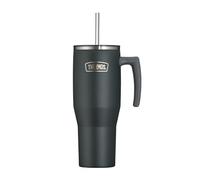 Thermos Refreshing Series Insulated Drinking Cup 1.1 L Matte Black Tumbler with Straw and Handle for Travel, Work or Home, Tasteless Double-Walled Stainless Steel
