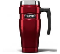 Thermos Stainless King Cranberry Red Travel Mug (470ml) 7h Hot | 18h Cold | Adults stainless steel metal insulated leakproof reusable thermal cup with handle & lid for drinks, water, tea, gym, camping