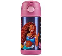 Thermos - The Little Mermaid Water Bottle (355ml) - BPA Free, Stainless Steel, Spill Proof, Pop-Up Straw, Disney Kids Flask with Personalised Name Labels & Carry Handle for 12-Hour Cold Drinks