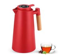 Thermosflask, 1 Litre Insulated Jug with LED Temperature Display, Vacuum Insulated Coffee Pot Made of Double Glass Insert, 12 Hours Hot/24 Hours Cold, Thermal Insulated Jug, Leak-Proof, One Push