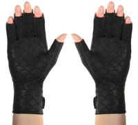 ThermoSkin Arthritic Fingerless Gloves for Men and Women with Thermal Compression and Heat Therapy for Pain Relief - Black, Size Medium 21-23cm