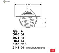 THERMOSTAT COOLANT 3141.87D FOR AQY/APK/AEG/AZM/AZG/AZH/AZL/AZJ/BEH/BDC 2.0L