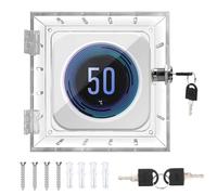 Thermostat Cover with Lock, Home Thermostat Guard Thermostat Lock Box Transparent Thermostat Protective Cover Wall Mounted Acrylic Thermostat Guard for Restaurants School Ac Panel (Square)