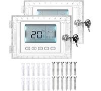 Thermostat Cover with Lock, Wall Mounted Acrylic Thermostat Guard Box with 4pcs Screws & Bolts, Transparent Thermostat Protective Cover for Restaurants School Ac Panel (2PCS#3 Keylock(Rectangle))