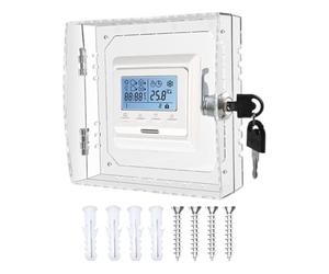 Thermostat Lock Box with Key, Clear Acrylic Wall Mounted Thermostat Guard, Acrylic Protective Cover Guard Box, Tamper-Proof Key Lock, Guards Boxes Wall Mounted for Home, Office, School, AC Panel