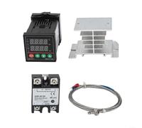 Thermostat Set, REX-C100 with Solid State Relay 40DA Temperature Sensor Probe 1m Heat Sink Complete Kit for Temperature Control