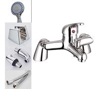 Thermostatic Bath Shower Mixer Bath Mixer Taps with Shower, Handheld Shower Mixer Tap, Bath Shower Mixer Taps with Shower Attachment, 1/4 Turn Ceramic Disc Technology Tub Tap