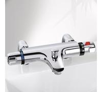Thermostatic Bath Shower Mixer Tap Deck Mounted, Bath Taps Mixer Bar 180mm | Bath Mixer Taps with Shower, 38°C Safety, Bathtub Filler Spout, Thermostatic Shower Mixer Bar Faucet Brass Modern Chrome