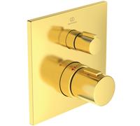 Thermostatic Bath Shower Mixer Tap Ideal Standard Ceratherm C100 flush-mounted, 1 outlet 163x163mm Brushed Gold