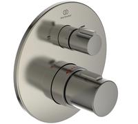 Thermostatic Bath Shower Mixer Tap Ideal Standard Ceratherm T100 flush-mounted, 2 outlets, safety device 163mm Silver Storm