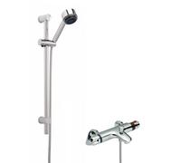 Balterley Thermostatic Bath Shower Mixer Tap Multi Function Handset Slide Rail in Silver Balterley Silver