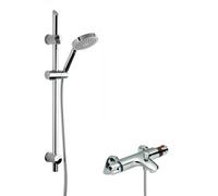 Thermostatic Bath Shower Mixer Tap & Single Function Handset Slide Rail Kit Bundle - Chrome - Balterley