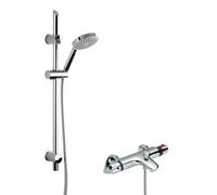 Thermostatic Bath Shower Mixer Tap & Single Function Handset Slide Rail Kit Bundle - Chrome - Balterley
