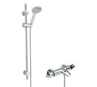 Thermostatic Bath Shower Mixer Tap & Water Saving Handset Slide Rail Kit Bundle - Chrome - Balterley