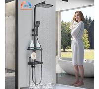 Thermostatic Exposed Shower Mixer Bathroom Twin Head Square Set Wall Shower Taps