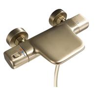 Thermostatic Faucet Brushed Gold or Gunmetal Gray Bathroom Shower Bath Mixer Tap with Hand Waterfall tap(Brushed Gold Valve)
