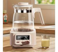 Thermostatic Kettle Babysmooth 1.3L Glass Electric Kettle with LED Screen & Knob - Precise 45-100°C Temperature Control, 72h Keep Warm, BPA-Free, Beige