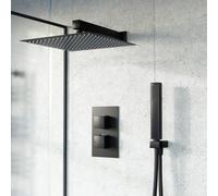 Thermostatic Mixer Valve Shower Head Handset Shower Set Matte Black | Temel