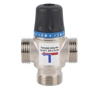 Thermostatic Mixing Valve, 3 Way Automatic Temperature Control, Large Flux, Brass ABS, Silver Black, for Bathroom, Kitchen, Floor Heating (G1)