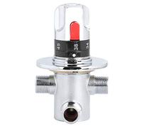Thermostatic Mixing Valve Brass Premium Durable Temperature Control Shower Valve for Home Bathroom Water Heater System Silver 1pc 13cm