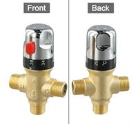 Thermostatic Mixing Valve for Water Control, Brass 1/2" for, with Safety Button and 35-45°C Adjustable Range, for Shower, Sink & Basin
